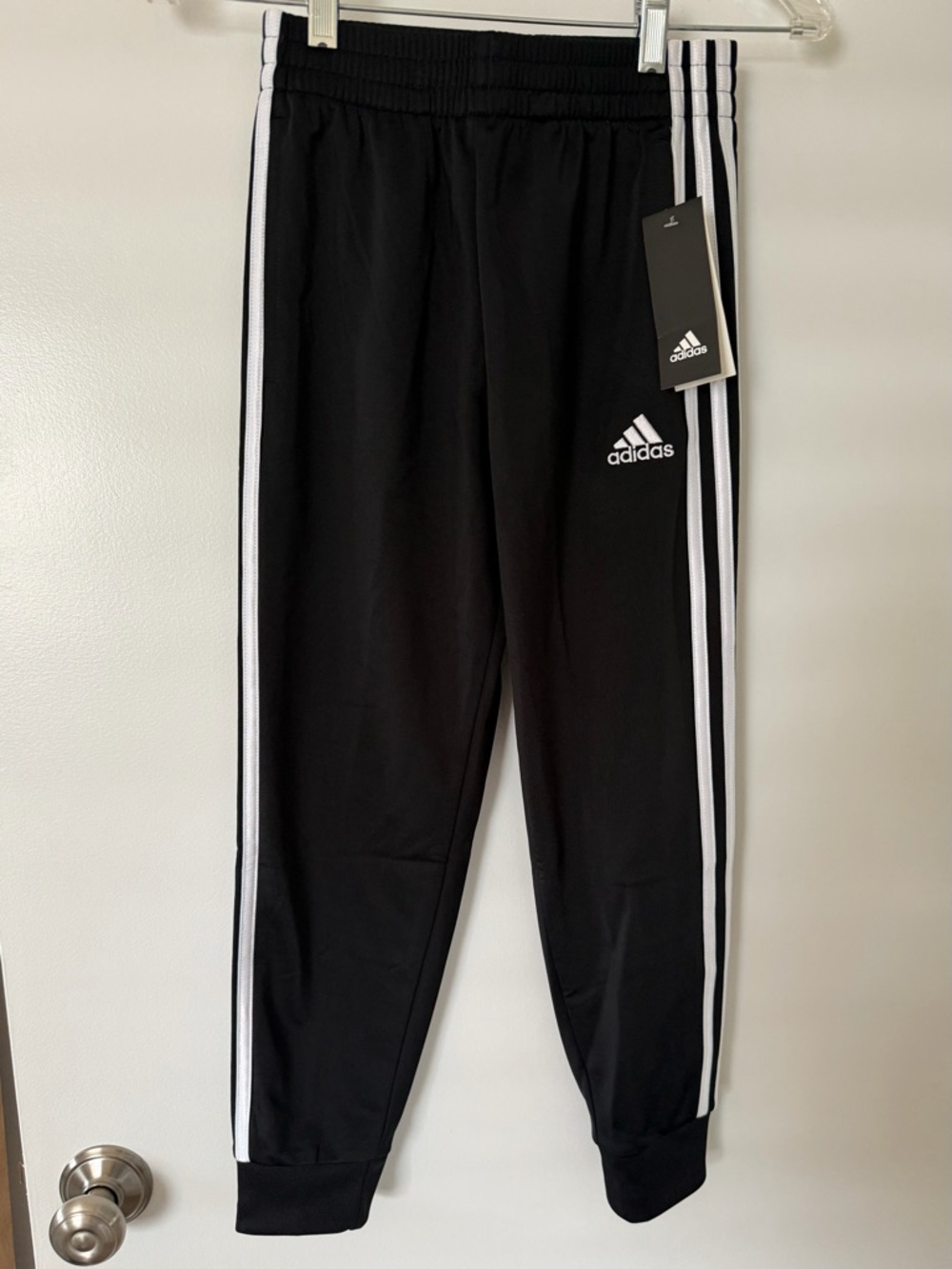 adidas Black Jogger Sweatpants with White Three-Stripes